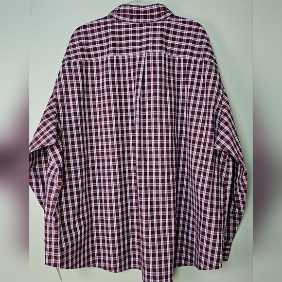 Izod Soft Wash Essentials Button-Up Shirt Regular Fit Stretch Fabric, Maroon, 4X - Picture 6 of 10